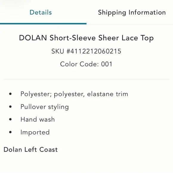 Anthropologie DOLAN Short Sleeve Sheer Lace Top Size L - Picture 5 of 10